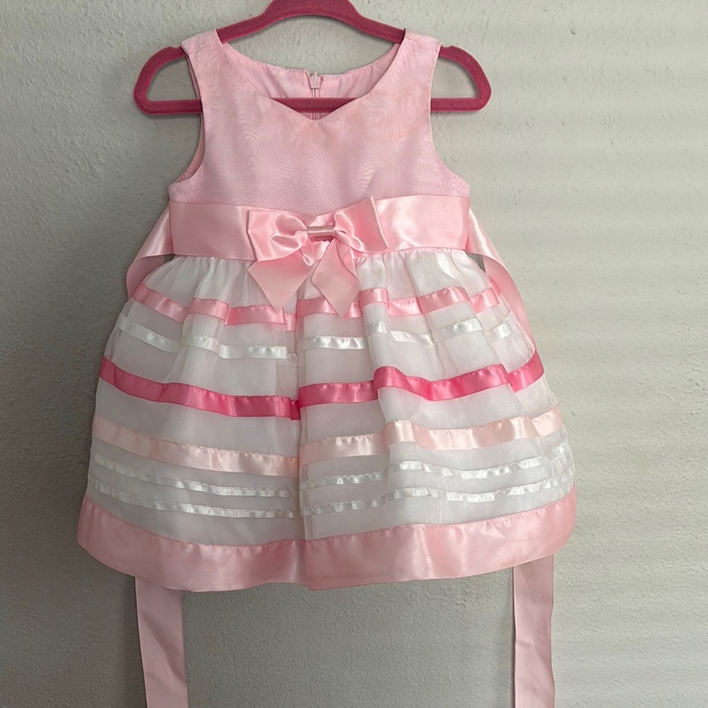 Bonnie Baby Pink and White Striped Formal Dress